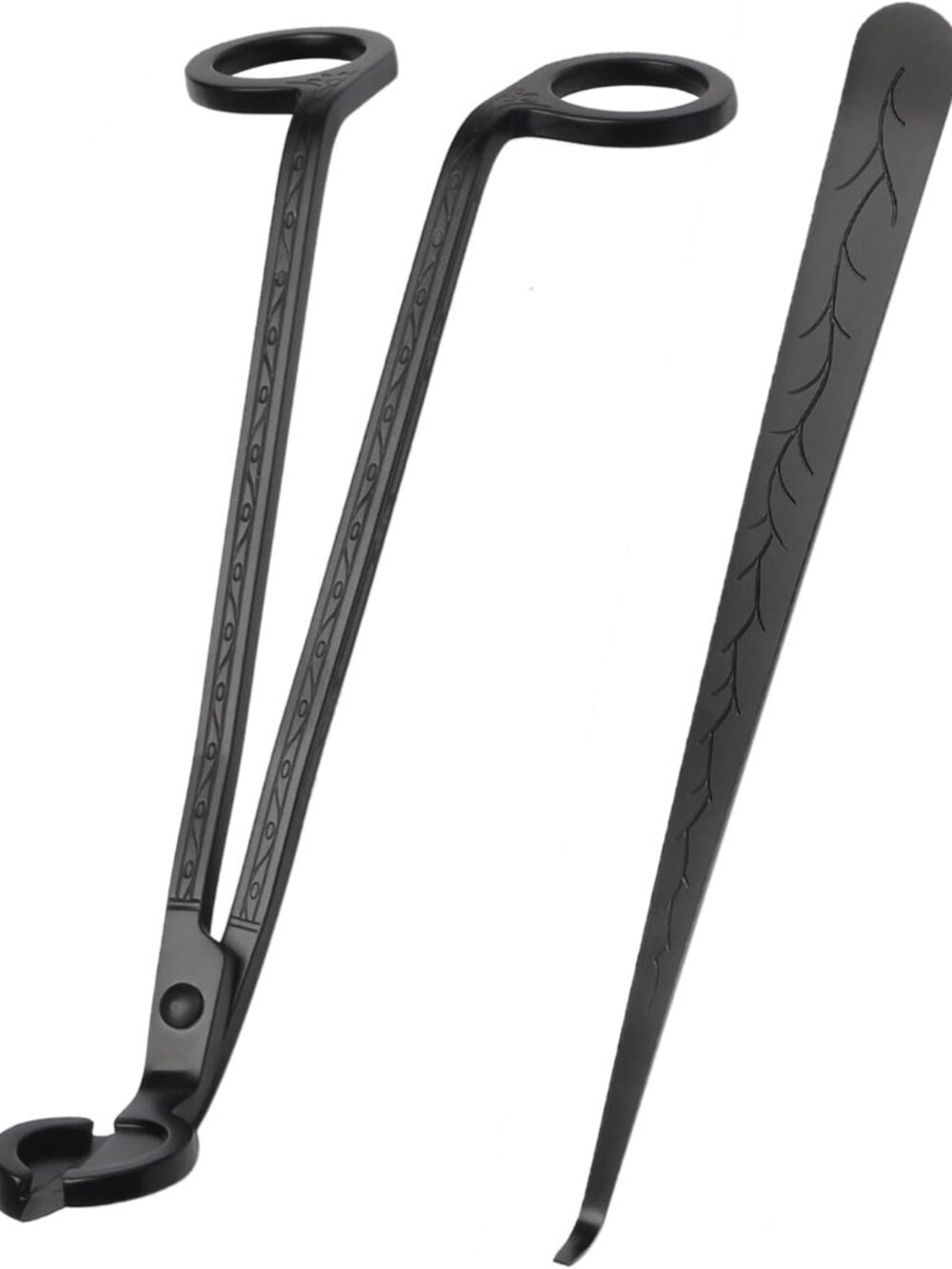 Candle Wick Trimmer and Dipper Set, Stainless Steel, Black